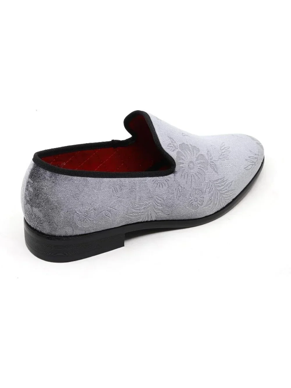 Metrocharm Men's Grey Floral Loafers Penny Slip On Tuxedo Fashion Shoes